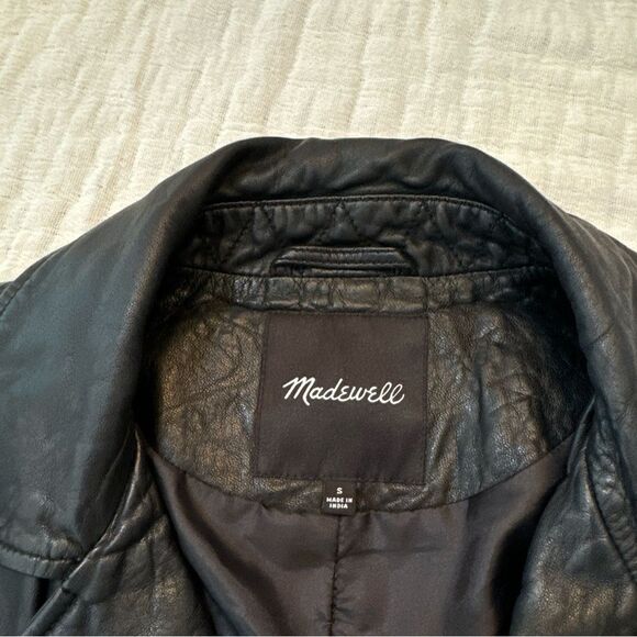Madewell Black Washed Leather Moto Biker Jacket Women's Size Small  FLAWED*** - Picture 7 of 16